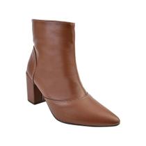 Bota Feminina Bico Fino Cano Curto Salto Casual Moderno