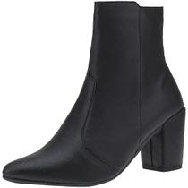 Bota Feminina Bico Fino Casual Sapato Zíper Cano Curto Salto Alto