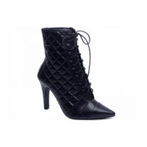 Bota Feminina Bico Fino Com Cadarço