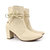 Bota Feminina Bico Fino Salto Alto Fashion Confortável Amarrar OLZZY