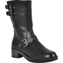 Bota Feminina Biker Salto Bloco Fivela Tendência Moda 035-007 Via Marte