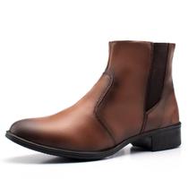 Bota Feminina Botina Cano Curto Elástico Com Fivela Zíper Marrom Bota Feminina Botina Cano Curto Elástico Com Fivela Zíper Marrom