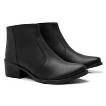 Bota Feminina Botinha Cano Curto Salto Grosso Moda Fashion Bota Feminina Botinha Cano Curto Salto Grosso Moda Fashion