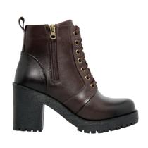 Bota Feminina Botinha Tradorado Super Tendencia Couro Café