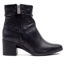 Bota feminina Bottero em couro Burnish Preto Bota feminina Bottero em couro Burnish Preto