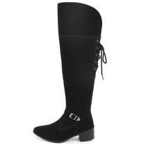 Bota Feminina Br2 Over Nobuck Amarração Montaria Cano Alto