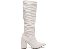 Bota Feminina Branca Elegante com Salto Conforto Estilosa