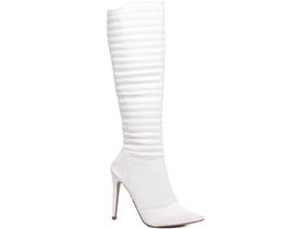Bota Feminina Branca Elegante com Salto Conforto Estilosa Bota Feminina Branca Elegante com Salto Conforto Estilosa