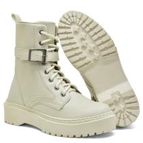 Bota Feminina Branca Off White Tratorada Sola Leve Macia