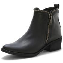 Bota Feminina Bredeni Em Couro Zíper Sola Preta