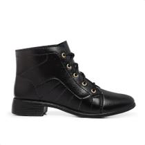 Bota Feminina Cadarço Conforto Cano Baixo Saltinho Botinha pro Frio Coturno Feminino
