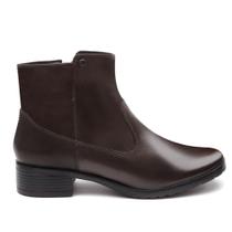 Bota Feminina Café Casual Fork Couro Salto