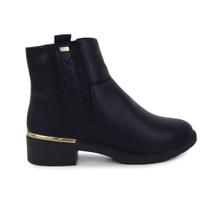 Bota Feminina Campesí Cano Baixo Almeria Dourado Preta L995 Bota Feminina Campesí Cano Baixo Almeria Dourado Preta L995