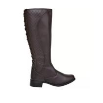 Bota Feminina Cano Alto C/ Zíper Lateral Bico Redondo Ajustável Confortavel Inverno Na Moda