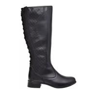 Bota Feminina Cano Alto C/ Zíper Lateral Bico Redondo Ajustável Confortavel Inverno Na Moda