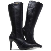 Bota Feminina Cano Alto Salto Fino Premium Luxo com Zíper Lateral Preta Bota Feminina Cano Alto Salto Fino Premium Luxo com Zíper Lateral Preta