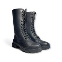 Bota Feminina Cano Alto Ziper Tratorada Preto