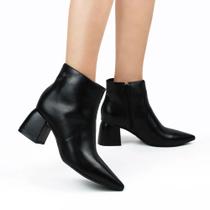 Bota Feminina Cano Baixo Bottero Couro Legítimo Salto Médio Baixo Bloco Lançamento Original