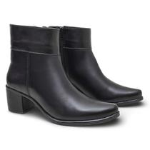 Bota Feminina Cano Baixo Estilosa em Couro Preta Bota Feminina Cano Baixo Estilosa em Couro Preta