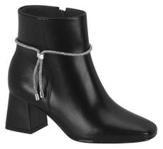 Bota Feminina Cano Baixo Salto Bloco Grosso Vizzano Strass