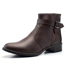 Bota Feminina Cano Baixo Salto Quadrado Coturno Lisa Com Zíper Lateral Bota Feminina Cano Baixo Salto Quadrado Coturno Lisa Com Zíper Lateral