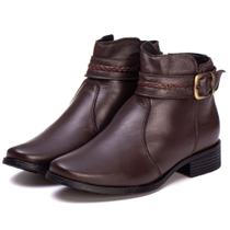 Bota Feminina Cano Curto 6104 Couro Legítimo Casual Pettinari Linda