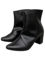 Bota Feminina Cano Curto Bico Fino com Zíper Confortável Salto Médio Bloco Ref.20/125 - Calçados Liviari