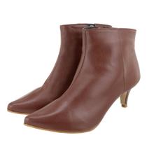 Bota Feminina Cano Curto Bico Fino Salto Fino Marrom Elegante