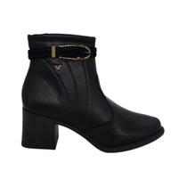 Bota Feminina Cano Curto Bico Fino Salto médio Grosso Confortável Mississipi Mc851 Bota Feminina Cano Curto Bico Fino Salto médio Grosso Confortável Mississipi Mc851