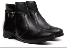 Bota feminina Cano Curto Botina Casual Social Preto