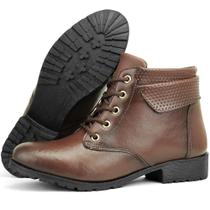 Bota Feminina Cano Curto Cadarço Bico Redondo Casual Conforto