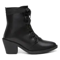 Bota Feminina Cano Curto Casual Cadarço Bolsa Roma Moderna