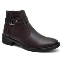Bota Feminina Cano Curto Casual Confortável Fivela Inverno