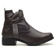 Bota Feminina Cano Curto Casual Couro Legitimo de Frio