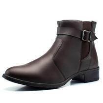 Bota Feminina Cano Curto Casual JCL STORE Coturno Salto Baixo Zíper Lateral Detalhe Elástico e Fivela Conforto Dia a Dia