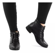 Bota Feminina Cano Curto Casual Trabalho Coturno Dia a Dia inverno Moda Elegante Saltinho Baixo Pronta Entrega