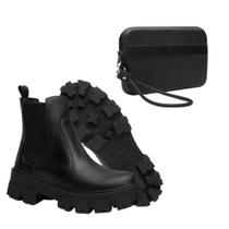 Bota Feminina Cano Curto Chelsea Tratorada + Carteira Casual Bota Feminina Cano Curto Chelsea Tratorada + Carteira Casual