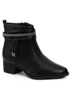 Bota Feminina Cano Curto com Detalhe de Strass e Textura Croco - Moleca