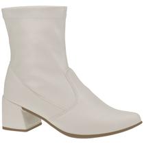 Bota Feminina Cano Curto com Stretch Salto Grosso e Bico Fino Moda Fashion 067