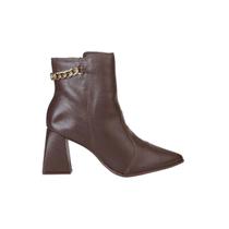 Bota Feminina Cano Curto Couro Corrente Bebecê T4342-061 - Marrom - 39 Bota Feminina Cano Curto Couro Corrente Bebecê T4342-061 - Marrom - 39