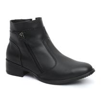 Bota Feminina Cano Curto Couro Detalhe Zíper Arietto
