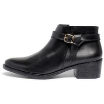 Bota Feminina Cano Curto Couro Legítimo Estilo Salto Cor Preto