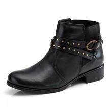 Bota feminina cano curto couro natural Ref F253