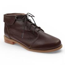 Bota Feminina Cano Curto Cris Couro Legítimo Café Cultha - Bota Feminina Cano Curto Cris Couro Legítimo Café Cultha -