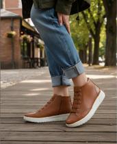 Bota Feminina Cano curto em couro Legítimo Caramelo Bota Feminina Cano curto em couro Legítimo Caramelo