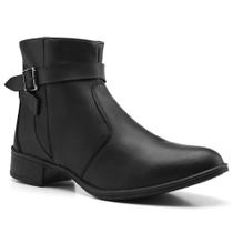 Bota Feminina Cano Curto Fivela Zíper Moderna Confortável