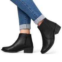 Bota Feminina Cano Curto Hencco Coturno Com Zíper Confortável