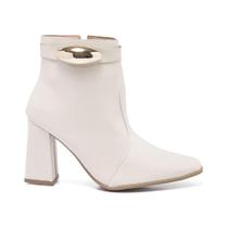 Bota Feminina Cano Curto Lesma Metalizada Salto Bloco Casual Bota Feminina Cano Curto Lesma Metalizada Salto Bloco Casual