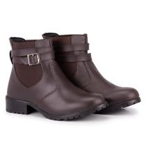 Bota Feminina Cano Curto Lisa Calce Fácil Elásticos Laterais e Bico redondo