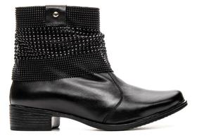 Bota Feminina Cano Curto Manta em Couro Preto - Bravatto Bota Feminina Cano Curto Manta em Couro Preto - Bravatto